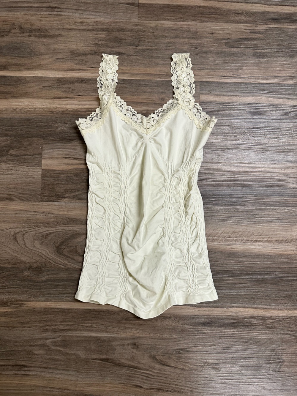 M. Rena Corset Style Lace Ruched Tank Top